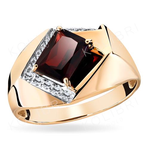 Золотое кольцо с гранатом и фианитом АЛЕКСАНДРА кл2970-2-01