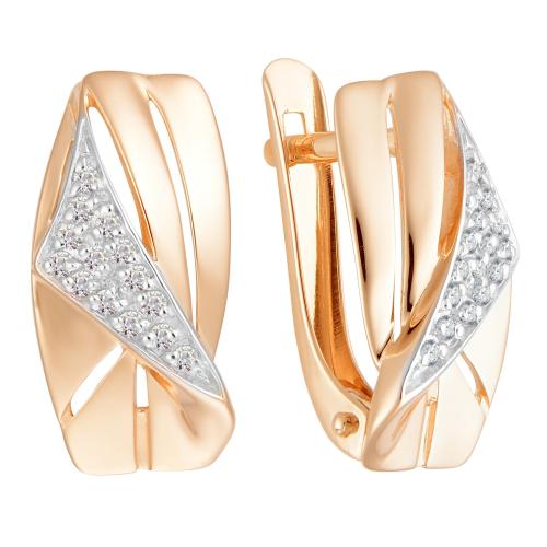 Золотые серьги с фианитом АЛЕКСАНДРА кл2991а-01