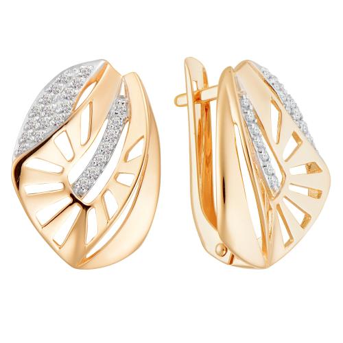 Золотые серьги с фианитом АЛЕКСАНДРА кл3114а