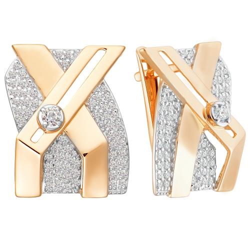 Золотые серьги с фианитом АЛЕКСАНДРА кл3133а