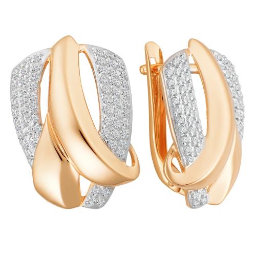 Золотые серьги с фианитом АЛЕКСАНДРА кл3142а-01