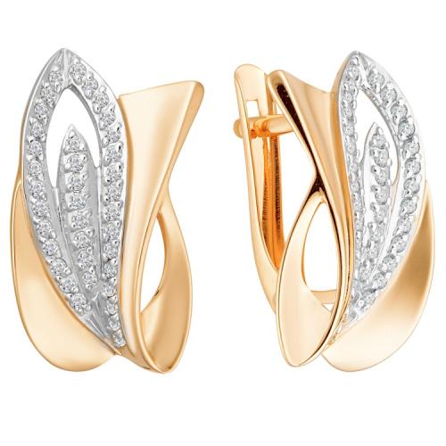 Золотые серьги с фианитом АЛЕКСАНДРА кл3165а-01