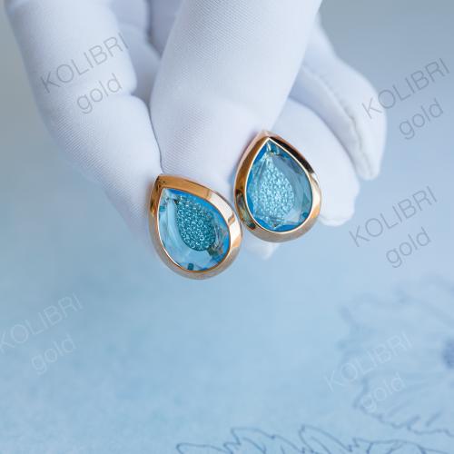 Золотые серьги с топазом АЛЕКСАНДРА кл3227а-1