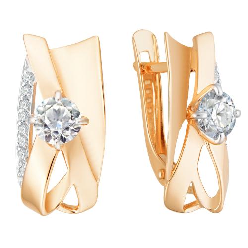Золотые серьги с кристаллом swarovski АЛЕКСАНДРА кл3248а-62