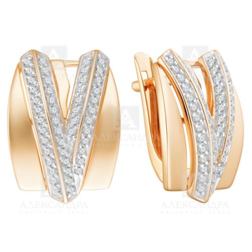 Золотые серьги с фианитом АЛЕКСАНДРА кл3386а-01