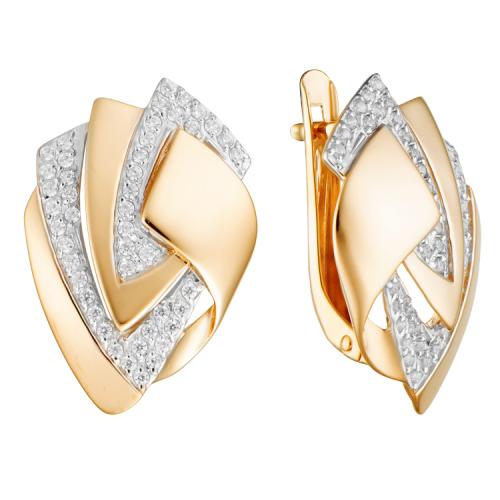 Золотые серьги с фианитом АЛЕКСАНДРА кл3473а-01