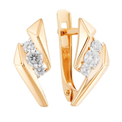 Золотые серьги с фианитом АЛЕКСАНДРА кл3478а