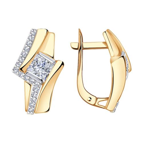 Золотые серьги с кристаллом swarovski АЛЕКСАНДРА кл3504а-62