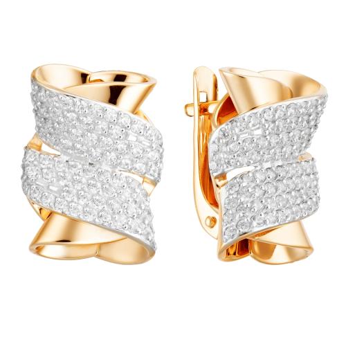 Золотые серьги с фианитом АЛЕКСАНДРА кл3512а-01