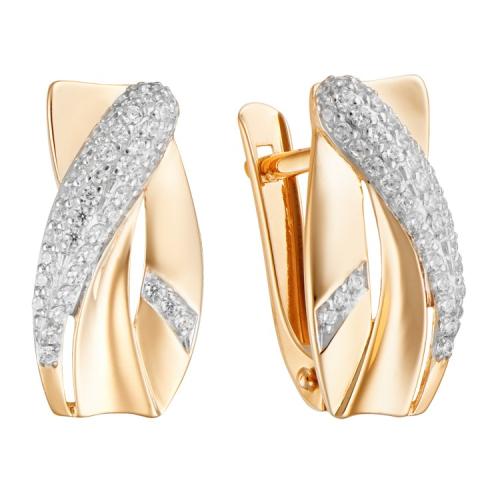 Золотые серьги с фианитом АЛЕКСАНДРА кл3655а-01