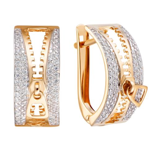 Золотые серьги с фианитом АЛЕКСАНДРА кл3670а-01