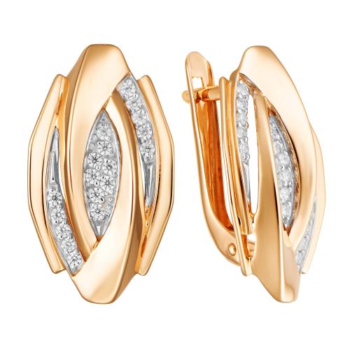 Золотые серьги с фианитом АЛЕКСАНДРА кл3689а-01