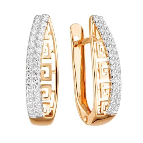 Золотые серьги с фианитом АЛЕКСАНДРА кл3693а