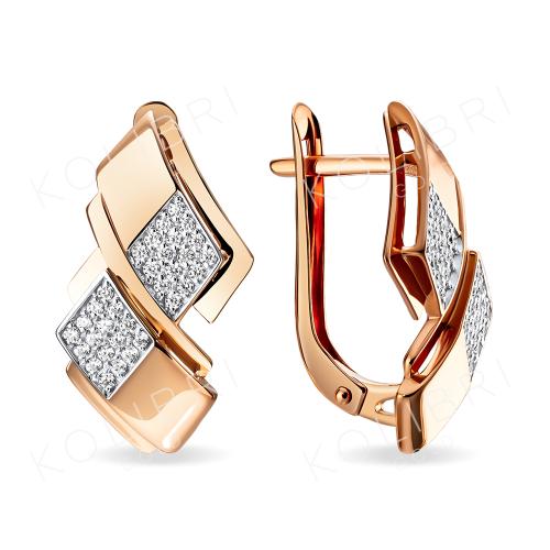 Золотые серьги с фианитом АЛЕКСАНДРА кл3714а