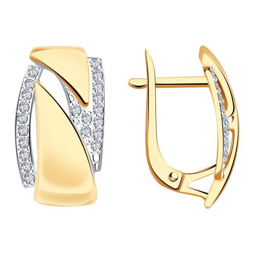 Золотые серьги с фианитом АЛЕКСАНДРА кл3716а