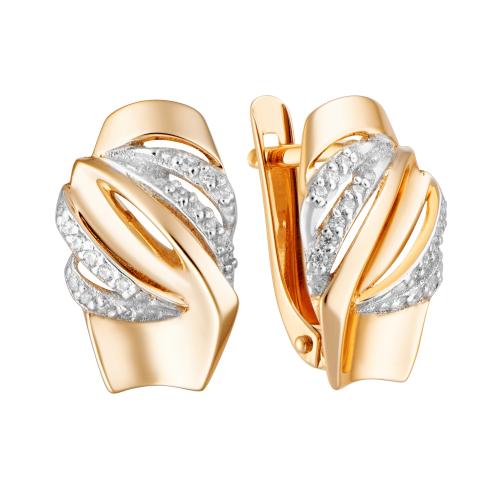 Золотые серьги с фианитом АЛЕКСАНДРА кл3724а