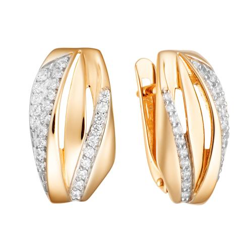 Золотые серьги с фианитом АЛЕКСАНДРА кл3733а Золотые серьги с фианитом АЛЕКСАНДРА кл3733а