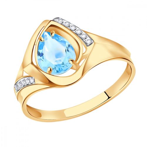Золотое кольцо с топазом и фианитом АЛЕКСАНДРА кл3749-78-01