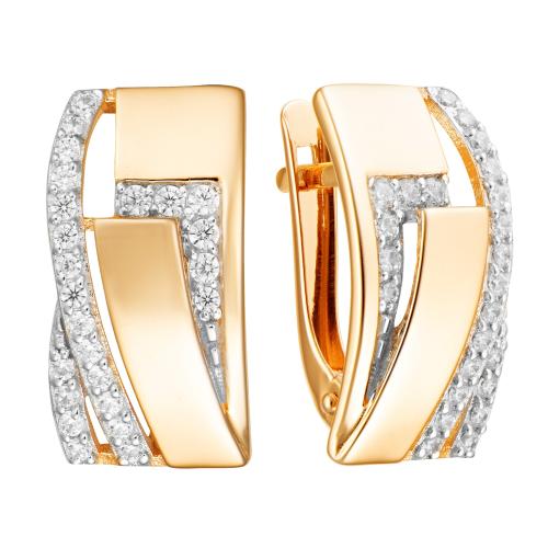 Золотые серьги с фианитом АЛЕКСАНДРА кл3767а