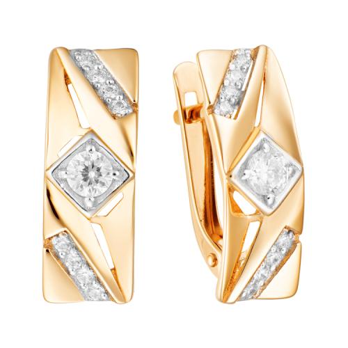 Золотые серьги с фианитом АЛЕКСАНДРА кл3769а-01