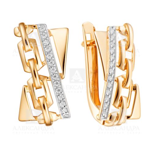 Золотые серьги с фианитом АЛЕКСАНДРА кл3781а
