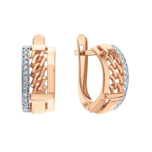 Золотые серьги с фианитом АЛЕКСАНДРА кл3786а-01