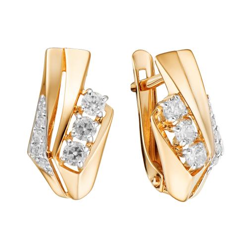 Золотые серьги с фианитом АЛЕКСАНДРА кл3795а