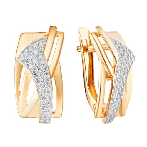 Золотые серьги с фианитом АЛЕКСАНДРА кл3809а