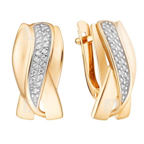 Золотые серьги с фианитом АЛЕКСАНДРА кл3831а