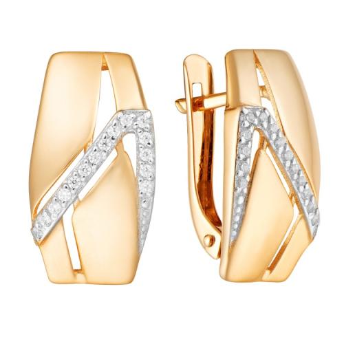 Золотые серьги с фианитом АЛЕКСАНДРА кл3840а