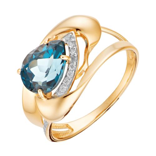 Золотое кольцо с топазом и фианитом АЛЕКСАНДРА кл3845-78