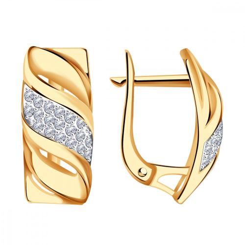 Золотые серьги с фианитом АЛЕКСАНДРА кл3887а