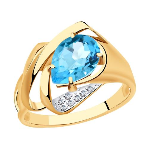 Золотое кольцо с топазом и фианитом АЛЕКСАНДРА кл3936-78-01