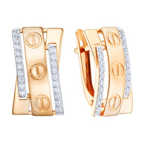 Золотые серьги с фианитом АЛЕКСАНДРА кл3973а-01