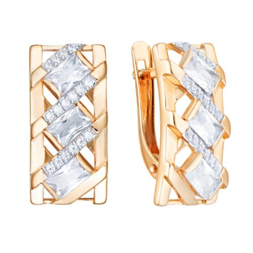 Золотые серьги с фианитом АЛЕКСАНДРА кл3981а