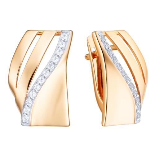 Золотые серьги с фианитом АЛЕКСАНДРА кл3988а-01