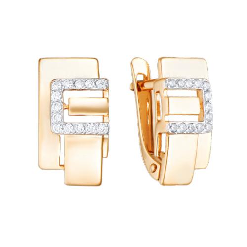 Золотые серьги с фианитом АЛЕКСАНДРА кл3997а-01