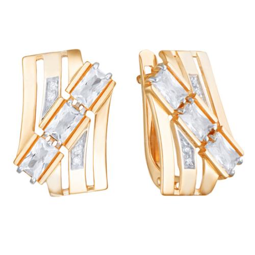 Золотые серьги с фианитом АЛЕКСАНДРА кл4004а-01