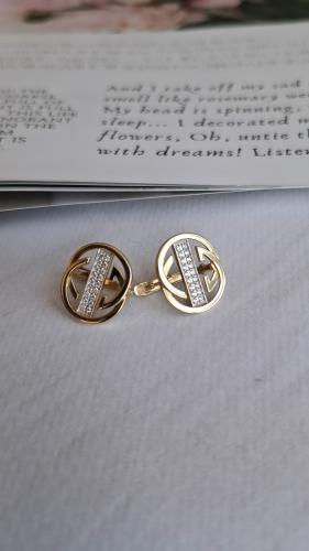 Серьги из жёлтого золота с фианитом АЛЕКСАНДРА кл4027а-03