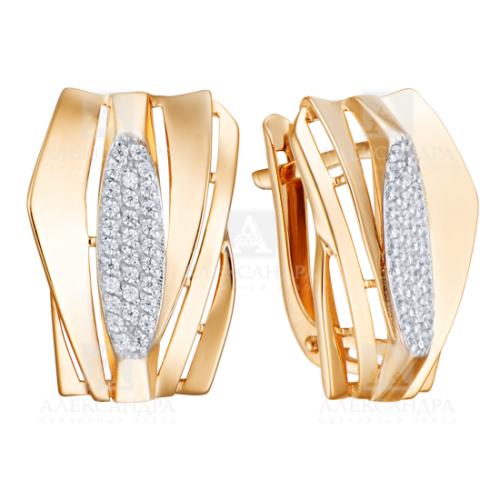Золотые серьги с фианитом АЛЕКСАНДРА кл4031а-01