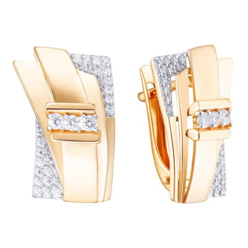 Золотые серьги с фианитом АЛЕКСАНДРА кл4141а-01