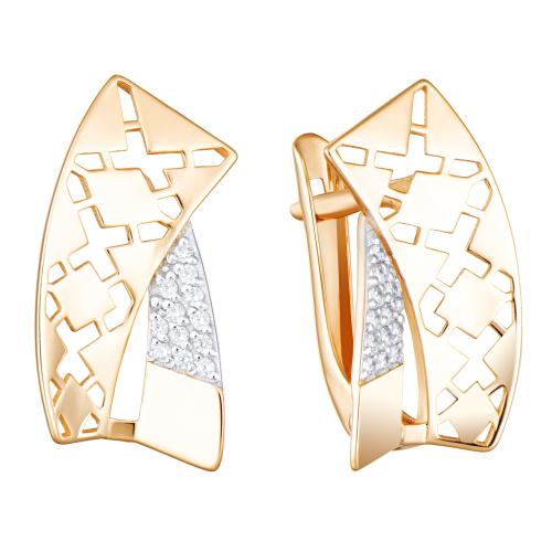 Золотые серьги с фианитом АЛЕКСАНДРА кл4252а-01