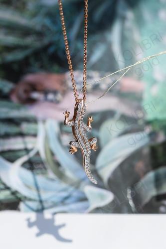 Золотая подвеска с фианитом ВЫСТАВКА п-004