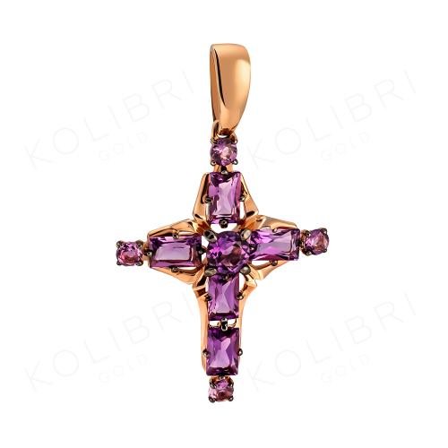 Золотая подвеска с аметистом АЛЕКСАНДРА п1162-3