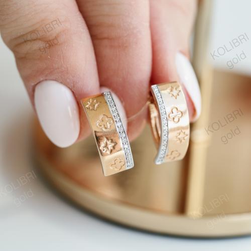 Золотые серьги с фианитом CORONA с4301