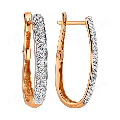 Золотые серьги с фианитом CORONA с4660