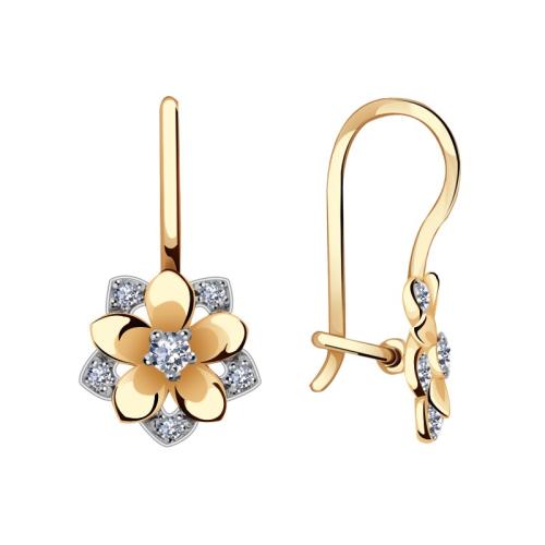 Золотые серьги с фианитом АЛЕКСАНДРА с599