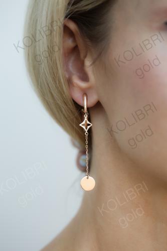 Золотые длинные серьги CORONA сз0151 Золотые длинные серьги CORONA сз0151